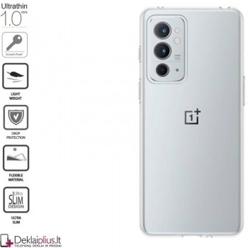 Silikoninis plonas dėklas 1.0 mm storio - permatomas (telefonui (Oneplus 9RT 5G)